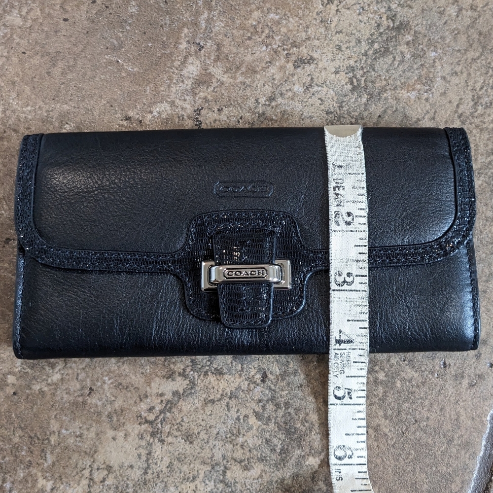 Coach Black Leather Continental Wallet with Silver Hardware - Picture 9 of 9